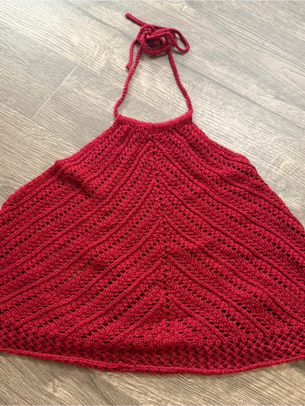 Crocheted Halter Tie Back Top
